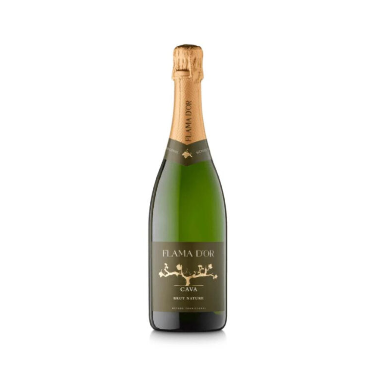 Bottle of Flama D’Or Cava Brut Spanish sparkling wine