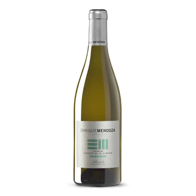 Bottle of Enrique Mendoza Chardonnay Spanish white wine