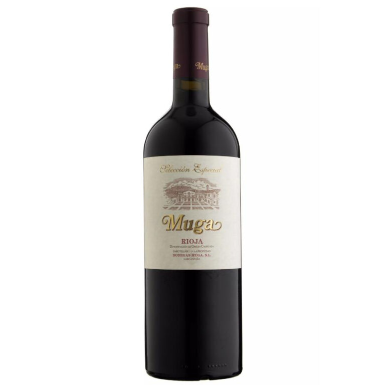 Bottles of Muga Selección Especial Rioja wines from vintages 2000