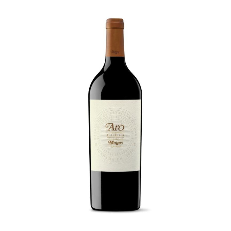 Bottle of Muga Aro Spanish red wine