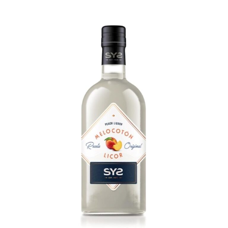 Bottle of Peach Liqueur Spanish fruit liqueur
