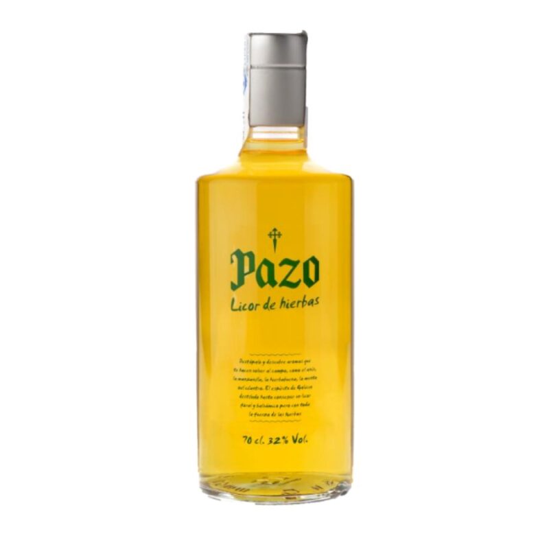 Bottle of Orujo de Hierbas Pazo Spanish herbal aguardiente